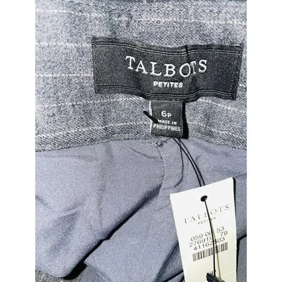 TALBOTS Wool Blend Gray Pinstripe Curvy Slacks Pants Size 6P NEW!!! - Picture 5 of 5